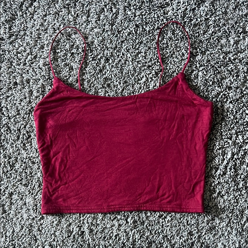 Women's PacSun Burgundy Spaghetti Strap Crop Top
